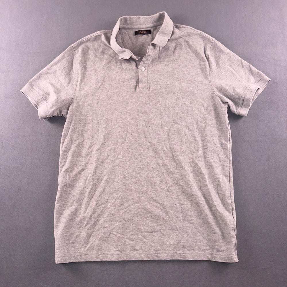 Quince Mens Organic Cotton Pique Polo Heather Grey M LB125403-SGEPL005-42558